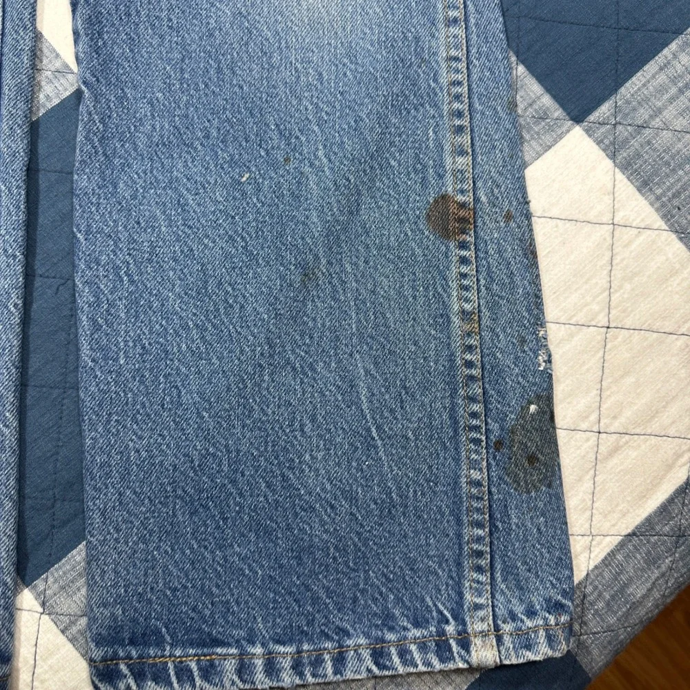 Vintage 70s BANDO Rustler Blue Denim Jeans Distressed Workwear 34x30 Costa Rica